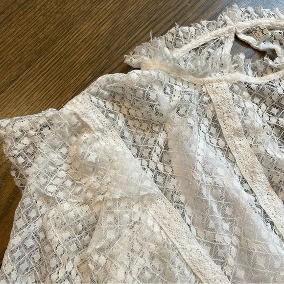 Free People Intimately Goldie White Ivory Ruffle Lace Bodysuit Tank Top - Picture 7 of 13